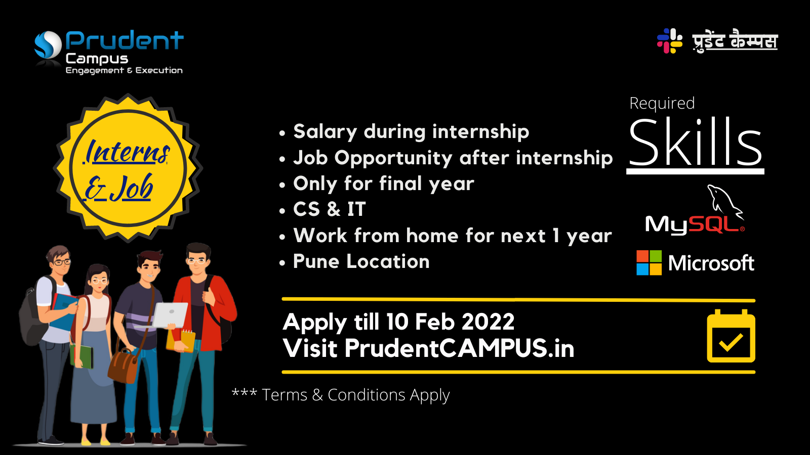 PrudentCAMPUS est. in 2015; is an Excellent Campus Recruitment Solution during the convid19 epidemic along with free job listing & recruitment support for highly trained candidates. Serving more than a hundred corporate clients & 50 independent Technical Training institutes / Engineering colleges throughout the country.Proudly have two facilities for training, mastering and technological knowledge improvement in Maharashtra.