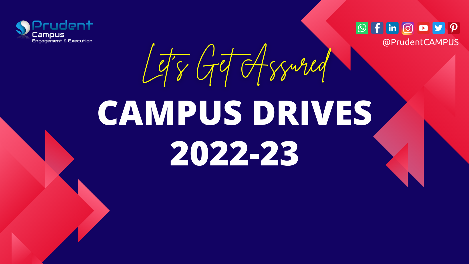 PrudentCAMPUS is an Excellent Campus Recruitment, Talent Advisory & Training Evaluation Platform with Effective Correspondence Service based on Technical Expertise & Procedure Knowledge. Serving free job listing & recruitment support for highly trained resources to 100 Plus Enterprise recruiters. Associated with 50 plus Training institutes & 100 plus Engineering colleges. Proudly have 2 facilities for training, mastering and technological knowledge improvement.